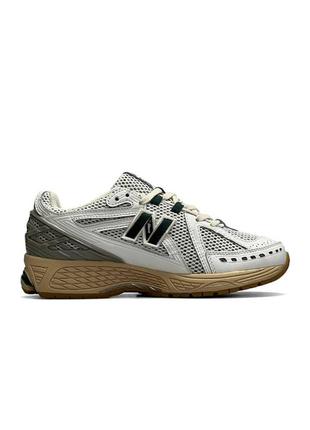 Мужские кроссовки кожаные сетка new balance 1906r white green cream, кеды нью беланс весна лето, мужская обувь7 фото