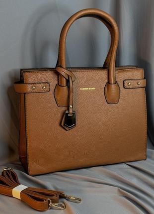 Женская вместительная сумка с ручками, классическая сумочка экокожа коричневый