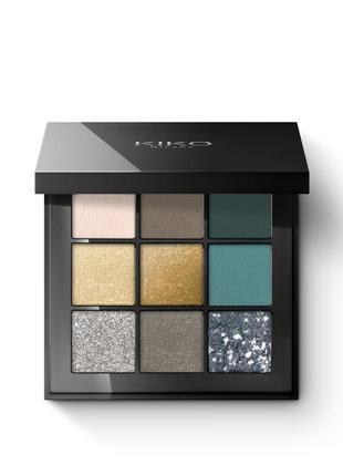 Палетка тiней kiko glamour multi finish palette 06 green vibes