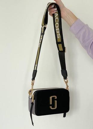 Женская сумка marc jacobs logo black/white/grey2 фото