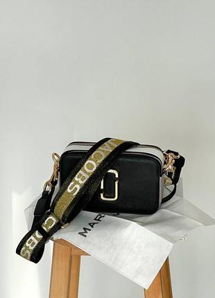 Жіноча сумка marc jacobs  logo black/white/grey