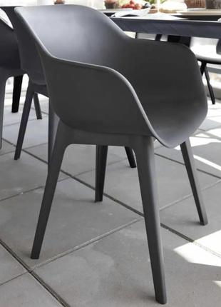 Садовий пластиковий стілець keter akola графіт 2383603 фото
