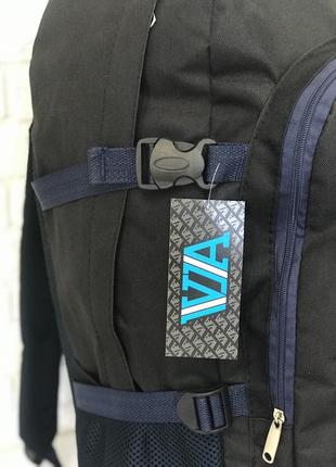 Рюкзак туристичний va t-02-3 65 л, чорний із синім5 фото