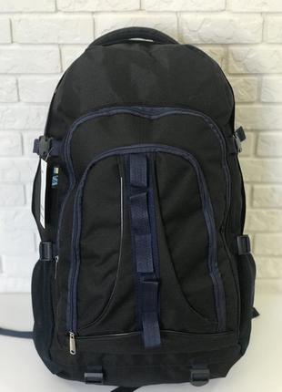 Рюкзак туристичний va t-02-3 65 л, чорний із синім2 фото
