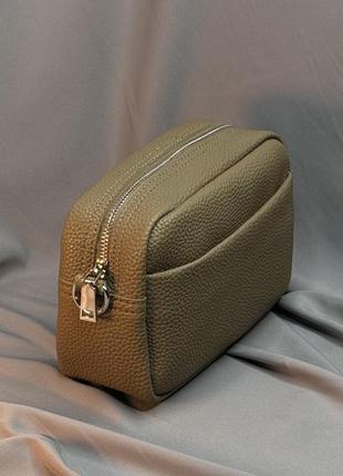 Сумка женская стильная через плечо на широком ремешке, сумочка модная кросс боди хаки7 фото