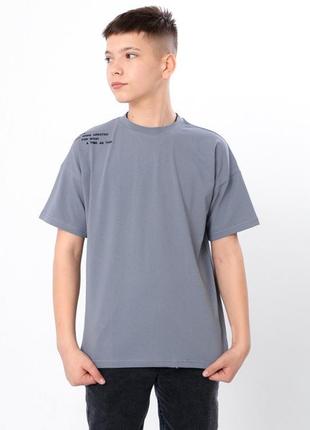 Стильная футболка оверсайз с вышивкой для мальчиков подростков, свободная широкая детская подростковая хлопковая футболка с надписью3 фото