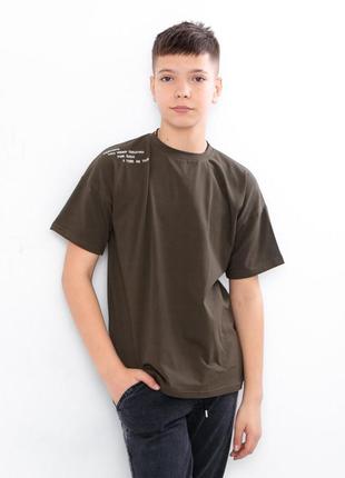 Стильная футболка оверсайз с вышивкой для мальчиков подростков, свободная широкая детская подростковая хлопковая футболка с надписью8 фото