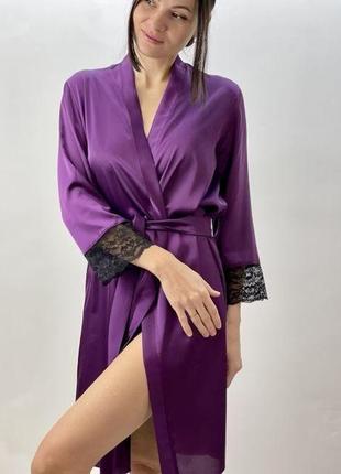 Жіночий фіолетовий халат на поясі (арт. 1505/3)1 фото