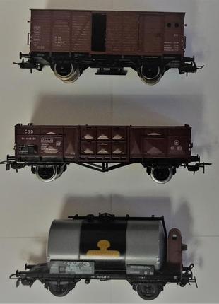 Залізнична модель вантажних вагонів сет з 3-х штук ho 1:87