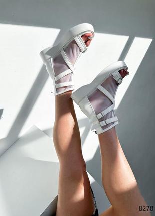 Белые женские летние ботинки ботинки женские закрытые босоножки с сеткой4 фото