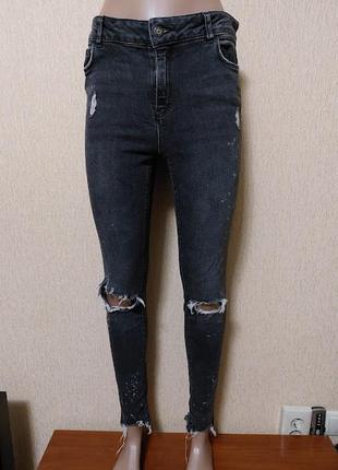 Жіночі рвані сірі джинси, скіні, skinny dishe jeans milano