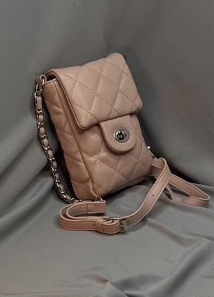 Жіноча сумка вертикальна міні на плече, сумочка для телефона маленька рожева4 фото