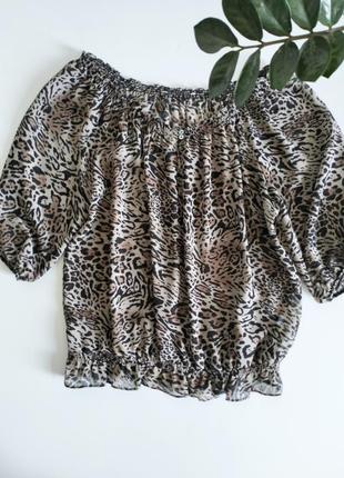 Шифонова блуза блузка леопард батал