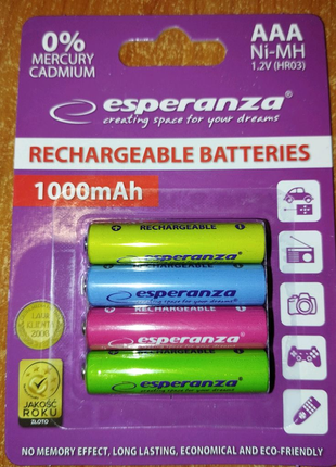 Акумулятори nimh esperanza aaa 1000 mah мізинчикові