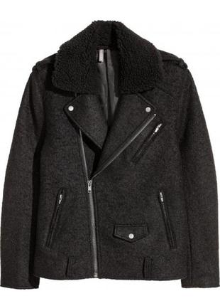 Чорне пальто косуха авіатор h&amp;m divided1 фото