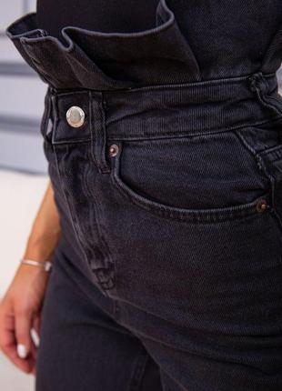 Жіночі джинси на високій посадці чорного кольору2 фото