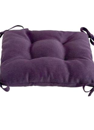 Подушка с завязками на стул, табуретку, кресло 35х35х8 фиолетовая2 фото