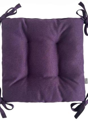 Подушка з зав'язками на стілець, табуретку, крісло 35х35х8 фіолетова