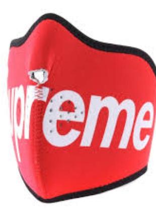 Спортивная неопреновая защитная маска supreme, красный с белым логотипом,унисекс (человечья,женская,детская)
