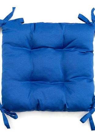 Подушка для стула, кресла, табуретки 35х35х8 синяя с завязками