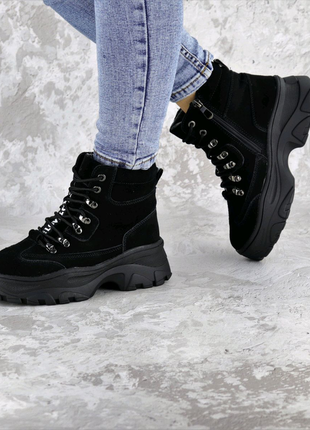 Жіночі зимові черевики чорні hank3 фото