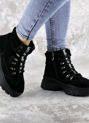 Жіночі зимові черевики чорні hank5 фото
