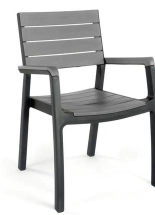 Садовий стілець keter harmony 255242 графит пластиковий для саду, тераси, балкона і патіо1 фото