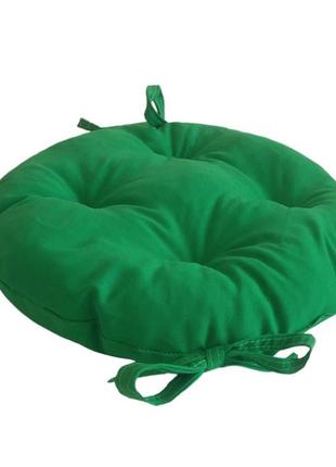 Подушка круглая для стула, кресла или табуретки зеленая 45х8 на завязках2 фото