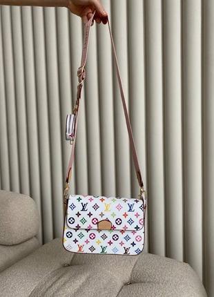 Женская сумка lv multi pochette white rainbow