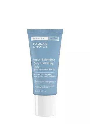 Захист та зволоження шкіри обличчя, paula's choice mini resist youth-extending daily hydrating fluid spf 50