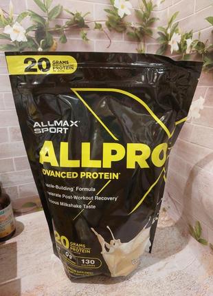 Концентрат сироваткового протеїну allmax, sport, allpro advanced protein, ваніль,680 грам.