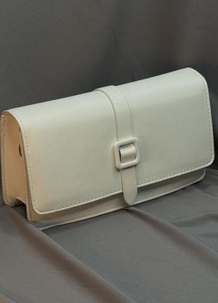 Небольшая женская сумочка клатч, модная сумка багет белый