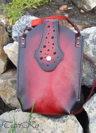 Маленькая сумка, женская красная сумка, шкіряна маленька сумка червона, кросбоді, сумка через плече