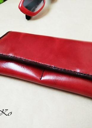 Червоний шкіряний гаманець, жіночий гаманець, кожаный кошелек, красный кошелек, женский кошелек4 фото