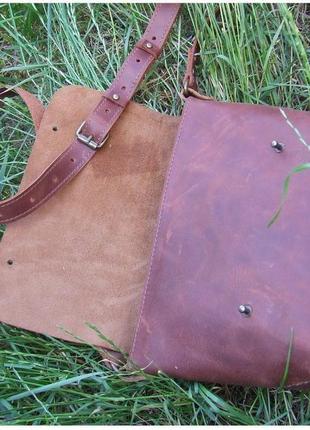 Женская сумка кроссбоди, сумка з малюнком, жіноча кросбоді, шкіряна сумка,  коричнева сумка5 фото
