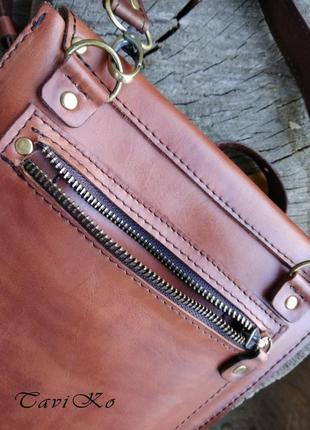 Мужская кожаная сумка, коричневая сумка, шкіряна сумка, чоловіча коричнева сумка, шкіра краст5 фото
