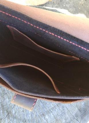 Мужская кожаная сумка, коричневая сумка, шкіряна сумка, чоловіча коричнева сумка, шкіра крейзі хорс5 фото