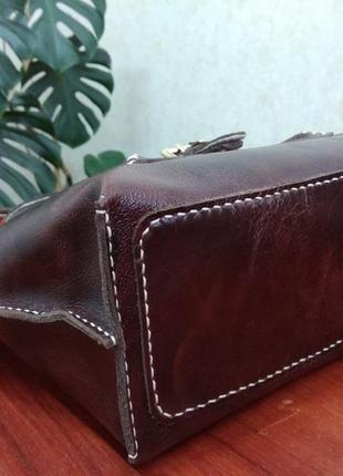 Шкіряна жіноча сумка шопер коричнева, кожаная женская сумка шопер коричневая3 фото