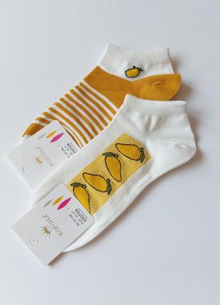 Набор женских коротких носков 5 пар с лимончиками5 фото