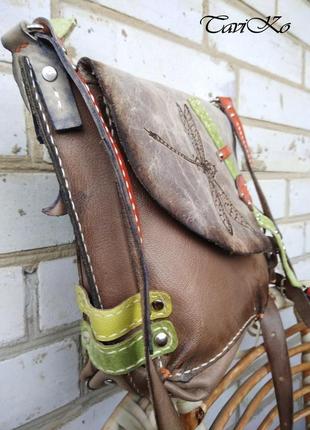 Шкіряна сумка оригинальная кожаная сумка crazy horse разноцветная сумка, женская сумка, кросбоді2 фото