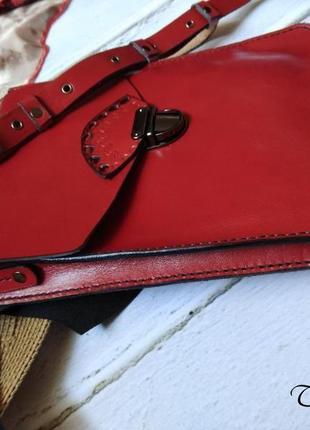 Кожаная женская сумка, красная сумка, кроссбоди, шкіряна жіноча сумка,червона сумка, кросбоді3 фото