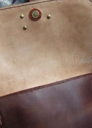 Шкіряна жіноча сумка, кросбоді, сумка через плече, кожаная женская сумка, коричневая кроссбоди3 фото