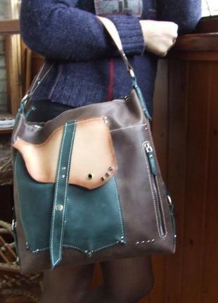 Жіноча шкіряна сумка, сумка на плече, коричнева сумка, женская кожаная сумка, большая кожаная сумка9 фото