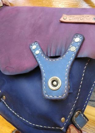 Шкіряна сумка оригинальная кожаная сумка crazy horse разноцветная сумка, женская сумка, кросбоді8 фото
