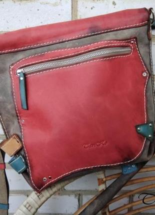 Коричнева сумка, оригінальна шкіряна сумка, crazy horse, різнобарвна сумка, жіноча сумка, crossbody3 фото