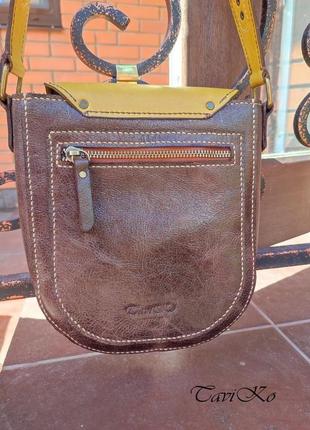 Кожаная женская сумка, коричневая круглая сумка, коричнева жіноча сумка, шкіряна кругла сумка7 фото