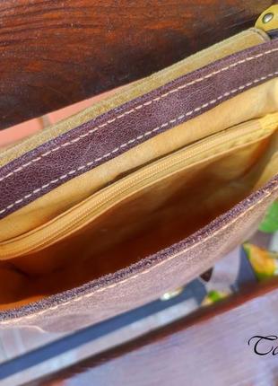 Кожаная женская сумка, коричневая круглая сумка, коричнева жіноча сумка, шкіряна кругла сумка5 фото