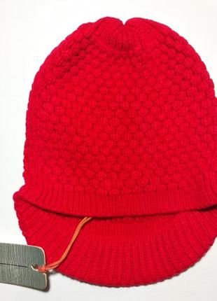 Красная шапка женская с козырьком вязаная  garcia jeans червона жіноча берет кепи3 фото