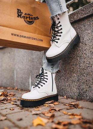 Белые женские ботинки весна-осень мартинсы жадон на платформе, dr martens jadon white