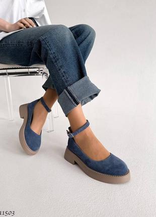 Жіночі туфлі лофери натуральна замша та шкіра фуксія,білий,джинс